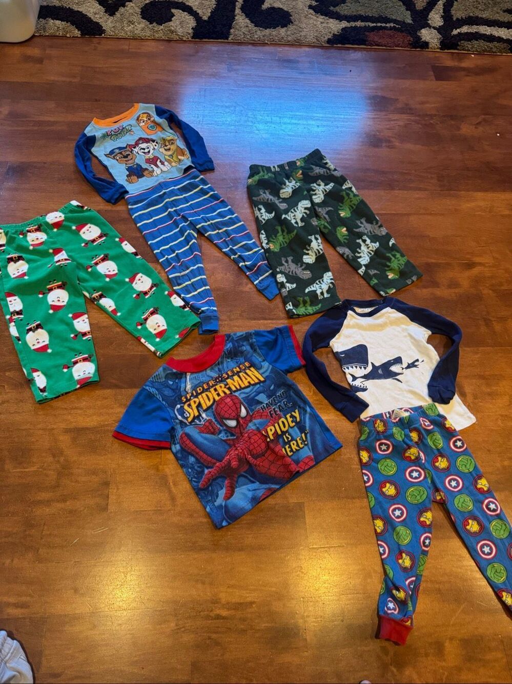 Boys 3T Pajama Lot 7 Pc Spider-Man Avengers Paw Patrol Dinosaur Christmas
